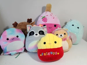 Squishmallows 7 Stück Pommes Quallen Waschbär Löwe Hirsch - Bild 1 von 13