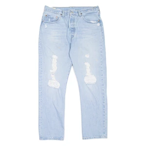 Pantalones de mezclilla LEVI'S 501 BIG E desgastados azules rectos lavado a la piedra W31 L28 - Imagen 1 de 6