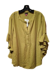 Top Chartreuse nuovo con etichette Vince Camuto 3x Popover con volant manica a campana circonferenza petto 51" - Foto 1 di 7