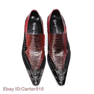 Herren Mode Metall Kopf Spitz zulaufend Serpentin Leder Schuhe Party Bar Schuhe NEU - Bild 1 von 17