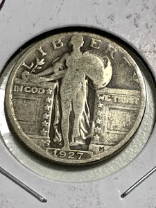 1927 S Standing Liberty Silber Viertel Stichtag & Münze San Francisco. Seltene Münze - Bild 1 von 3