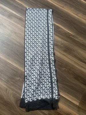 Michael Kors: MK Logo Scarf (64” X 10”) Grey/ Silver - Image 1 of 3