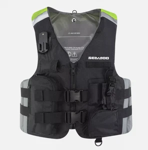 Sea-Doo OEM Unisex LARGE Black Explorer PFD Life Jacket BLACK/HI VIZ 2859640990 - Picture 1 of 4
