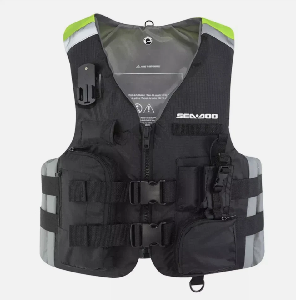 Sea-Doo OEM Unisex LARGE Black Explorer PFD Life Jacket BLACK/HI VIZ 2859640990 - Image 1 of 4