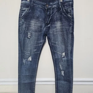Pantalones de mezclilla para hombre Philipp Plein de diseñador talla 33 X 26 ajustados desgastados - Imagen 1 de 10