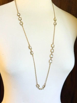 J Crew Collar Cristal Collar Muy Largo 34.5" Largo Tono Oro Hermoso Precioso Foto 1 de 4