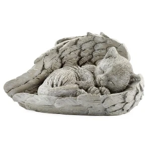 AuldHome Design Angel Cat Memorial Statue Garden Resin Sleeping Cat Ornament - Picture 1 of 7