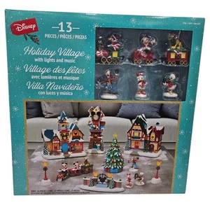 Disney Illuminated & Musical Holiday Village with Working Clock 13 Piece - Picture 1 of 24