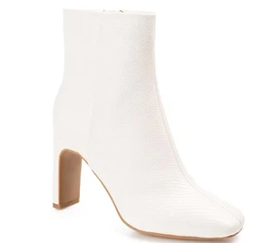 Journee Collection Sarla elegante Damen-Booties eckige Zehenpartie weiß Größe 8 - Bild 1 von 5