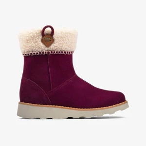 Clarks Girls Crown Loop Kid Purple Suede Ankle Boots Suede Casual - Picture 1 of 6