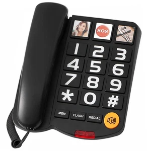 Big Button Phone for Seniors, Corded Landline Phone with 110dB Loud Ringer, 3 Ph - Picture 1 of 5