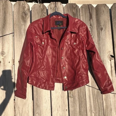Jou Jou Skins Vintage Red Leather Jacket Women’s Size Large L Moto Biker Style - Image 1 of 4