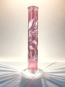 Viktorianische geschliffene Kristall Stabknospe Vase mit Blatt Blumenmuster 8" hoch - Bild 1 von 6