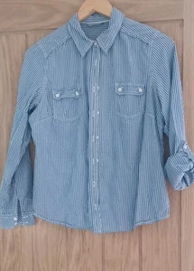 Marks & Spencer Women's Gingham Check Blue And White Shirt Size 14 Excellent Con - Picture 1 of 8