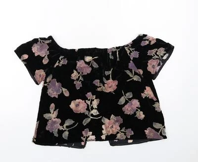 Blusa para mujer Staring at Stars negra floral mezcla viscosa talla Se Foto 1 de 4