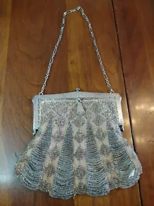 Vtg Sterling Silver Shell Beaded Purse Small Clutch Art Nuevo - Picture 1 of 23