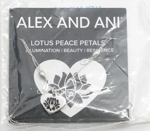 NEW Alex and Ani LOTUS PEACE PETALS Adjustable Silver Heart Necklace - Picture 1 of 1