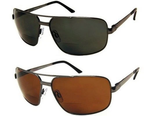 Gafas de sol polarizadas bifocales para hombre | Bifocales ocultas, marco de aviador de metal premium Foto 1 de 1