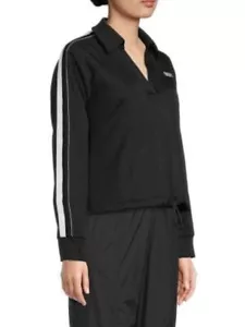 DKNY Sport Women's Top Pullover Stripe on Long Sleeve Drawstring Hem Size XL NEW - Picture 1 of 5