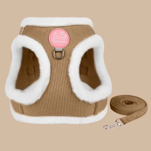 Rabbit Fur Cat Dog Harness and Leash Set Winter Pet Outdoor Walking Supplies Ref - Picture 1 of 12