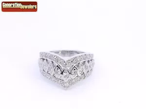 ESTATE .50CTTW DIAMOND ART DECO H/SI2 COCKTAIL RING 14K WHITE GOLD SIZE 7 - Picture 1 of 4