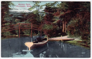 Postcard Morton Park, Plymouth, Mass, Boys in the Trenches handstamp, 1917 - Picture 1 of 2
