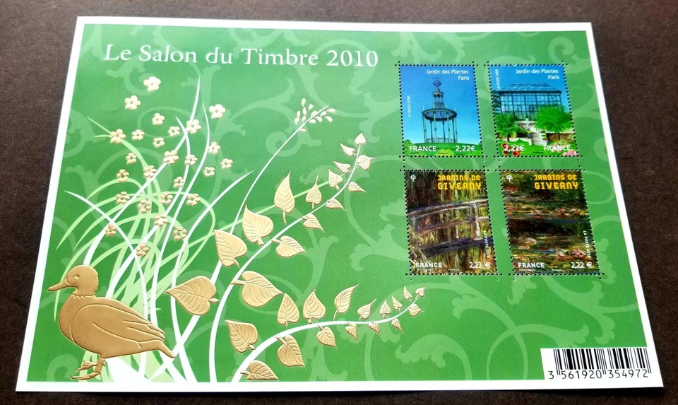[SJ] France Garden 2010 Salon Duck Bridge Tree (ms) MNH *gold foil *embossed - Image 1 of 4