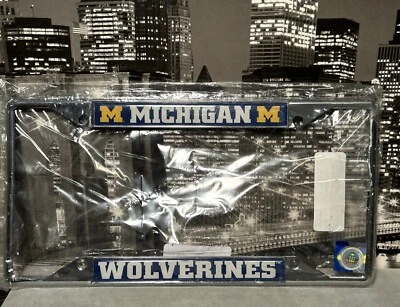 Michigan Wolverines Car Truck Chrome Metal License Plate Frame NCAA New - Image 1 of 4