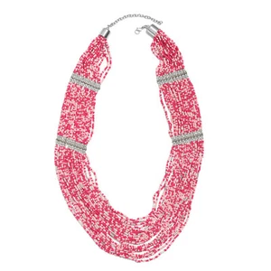 Zweifarbige rosa kleine Perlen Statement Halskette Neu in Verpackung - Bild 1 von 3