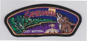 2001 USA BOY SCOUTS OF AMERICA - BSA National Scout Jamboree GAMEHAVEN JSP PATCH - Imagen 1 de 2