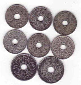 lot de 8 pieces de 5 centimes 3 iem république ( 040 ) - Bild 1 von 2