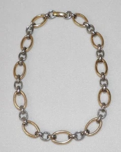 Vintage Henkel & Grosse Germany 2-Tone Chunky Loop Chain Choker Necklace - Picture 1 of 3