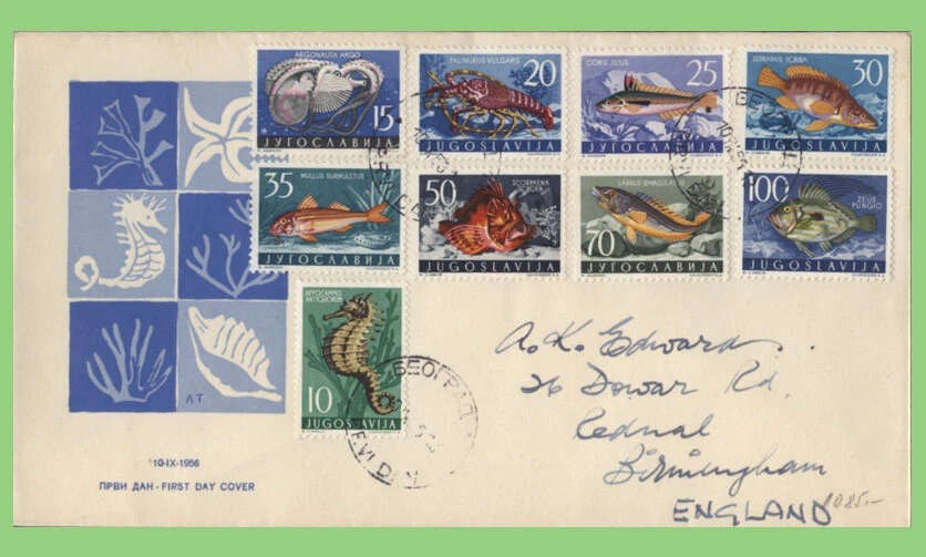 Yugoslavia 1956 Adriatic Sea marine life set on First Day Cover - Image 1 of 1