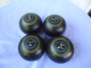 vintage set lawn bowls size 4  Henselite championship heavy horse design 4 15/16 - Bild 1 von 3