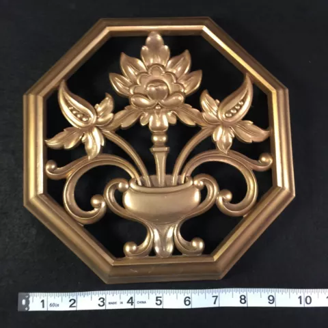 Vintage SYROCO Gold Tone Floral Octagonal Wall Hanging C-4368 Cover