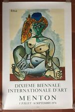 Affiche Exposition FEMME NUE AU BONNET TURC Menton PABLO PICASSO Mourlot 1974
