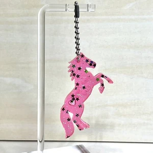 Pink Pony Engraved Keychain - Laser Cut Black Light Reactive Bag Charm - Picture 1 of 5