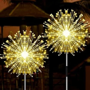 4X150 LED Solar Powered Firework Starburst Stake Light Warm White Garden Outdoor - Picture 1 of 14