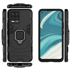 For Oppo Realme 8, 3D 3In1 Shockproof Rugged Ring Car Holder Hard Case + Glass