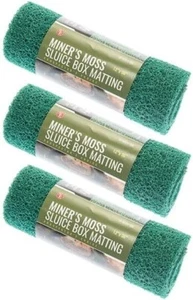 3 PACK GREEN MINER'S MOSS 12X36x10mm Sluice Box Matting, Gold Panning - Picture 1 of 2