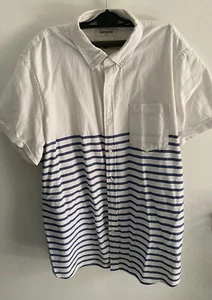 Goodthreads Men’s Shirt Oxford White, Blue Size XL Short Sleeve Solid/Stripes - Picture 1 of 6