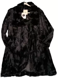 NEW Paparazzi Tunic Length Coat Womens S Black Fuzzy Faux Fur Soft Girl Romantic - Picture 1 of 12