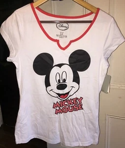 Disney Mickey Mouse T-Shirt klassisches T-Shirt Oberteil Sweetheart Ausschnitt Damen Größe Lg - Bild 1 von 7