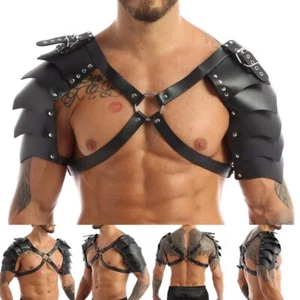 Viking Shoulder Armor Pauldrons Medieval Leather Knight Cosplay Set with Buckles - Picture 1 of 7