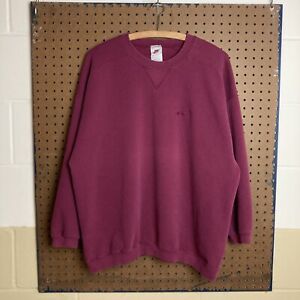Vintage 90s Nike Swoosh Sweatshirt Size Medium Tonal Burgundy Maroon 1990s Tag