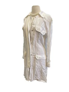 Trouvé Damen leichte Full-Zip Moto Jacke weiß Mantel lang Trench M Medium - Bild 1 von 8