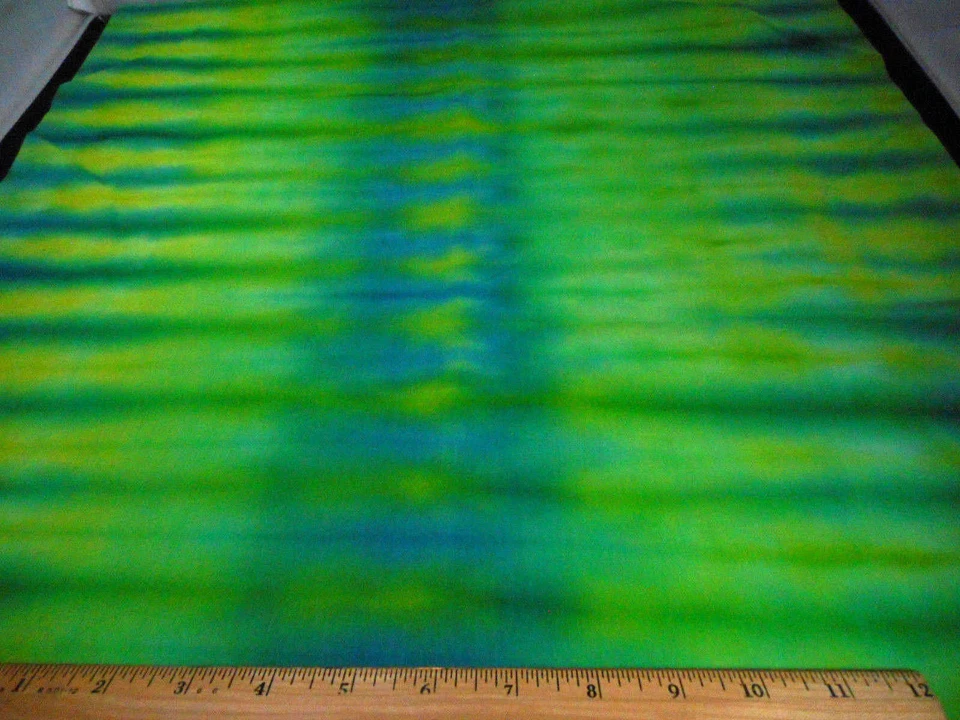 Bali Batik Fabric 2/3 Yard Green Turquoise Blue Benartex Premium Cotton #16 C - Image 1 of 1