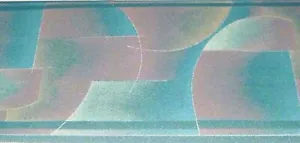 Wallpaper Border Modern Geometric Lines Arc Green Teal Silver EH10051 - Picture 1 of 4