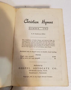 Christian Hymns numero due - copertina rigida - 1948 - Sanderson - Gospel Advocate Hymn - Foto 1 di 4