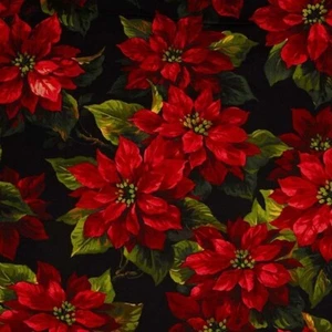 Scarlet Poinsettia Cotton Christmas Quilt Fabric Yardage, Micheal Miller Fabrics - Picture 1 of 1